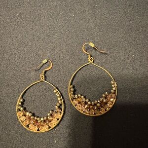 Elegant Gold and Brown Hoop Earrings